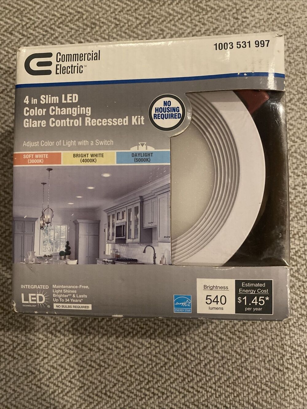 Commercial Electric 4in LED Slim Color Changing Glare Control Recessed Kit